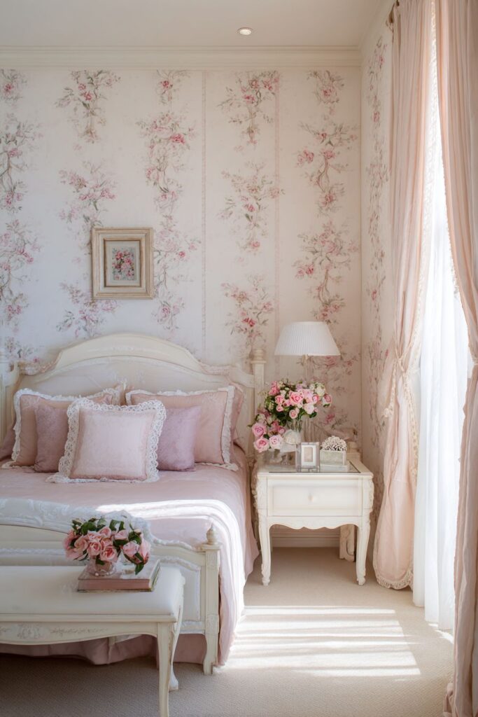 Botanical Wallpaper Feature with Coordinated Textiles