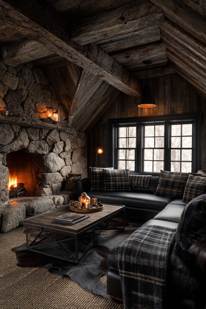 Rustic Cabin Charcoal Lodge Living