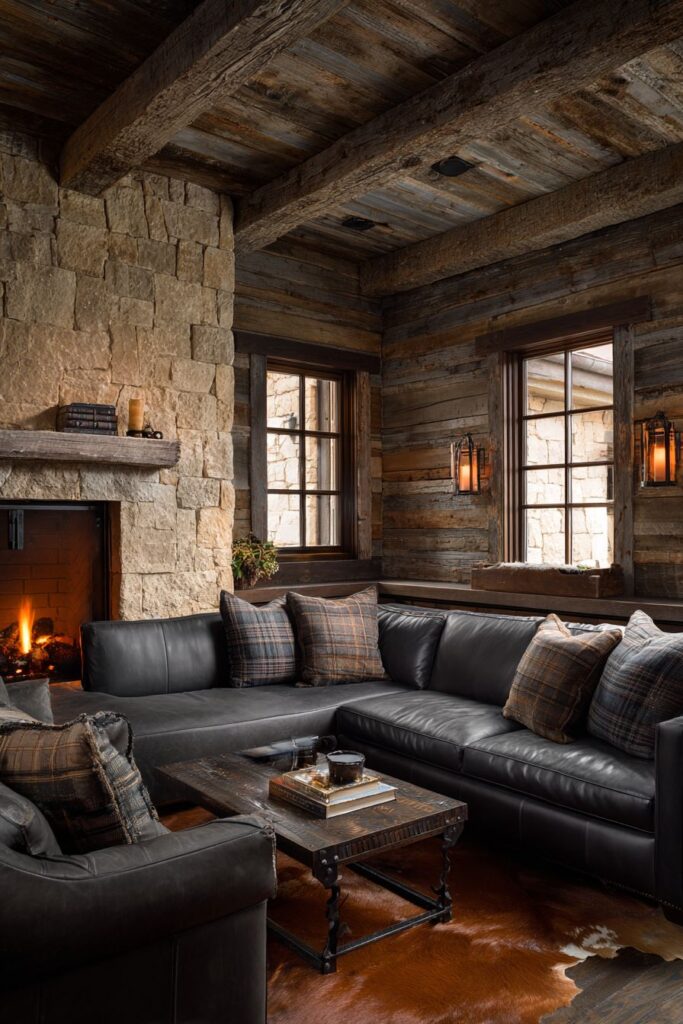 Rustic Cabin Charcoal Lodge Living