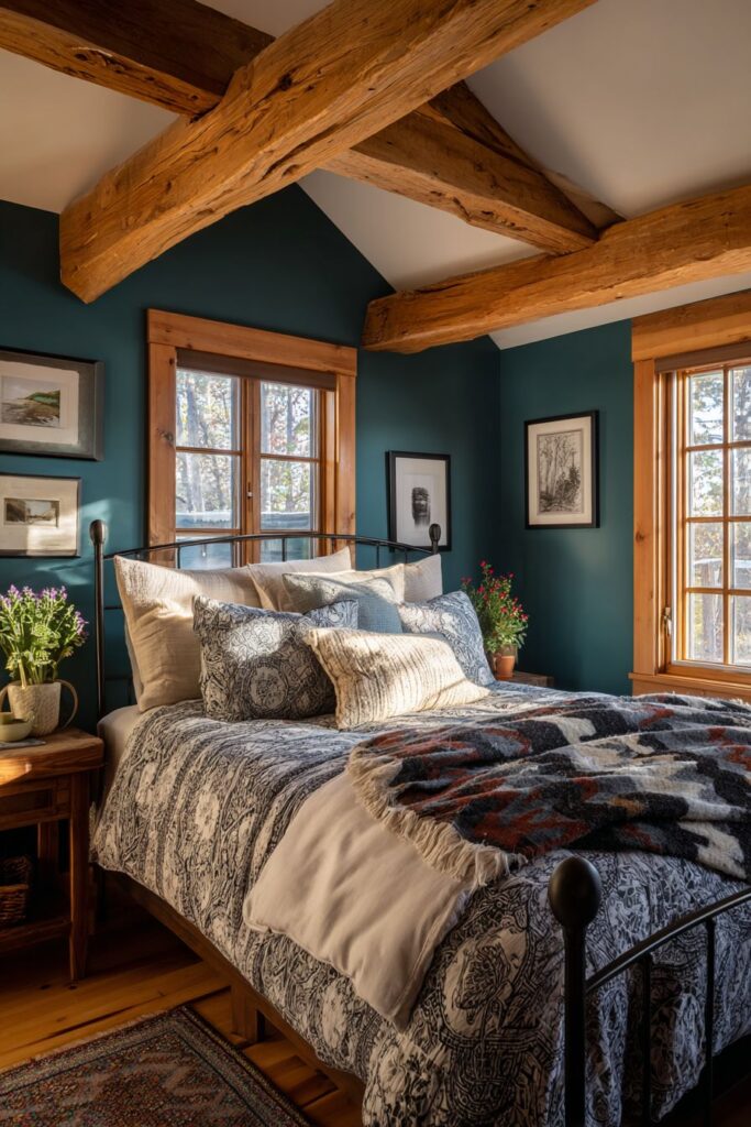 Rustic Reclaimed Wood with Teal Paint