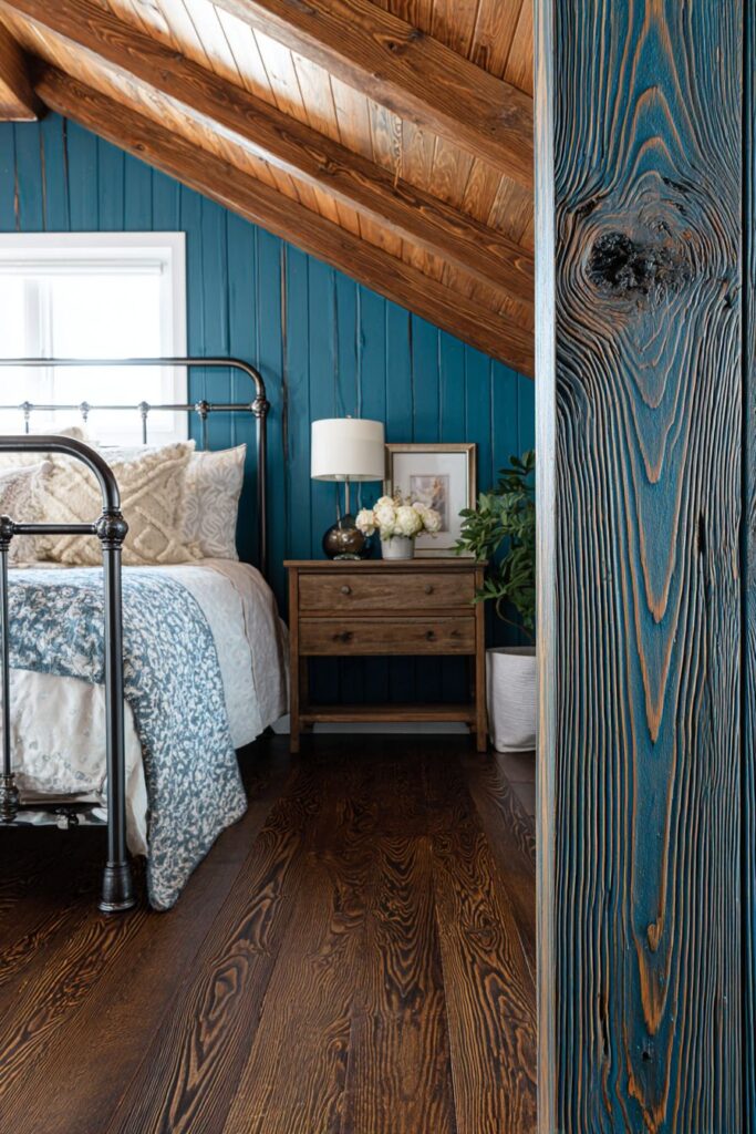 Rustic Reclaimed Wood with Teal Paint