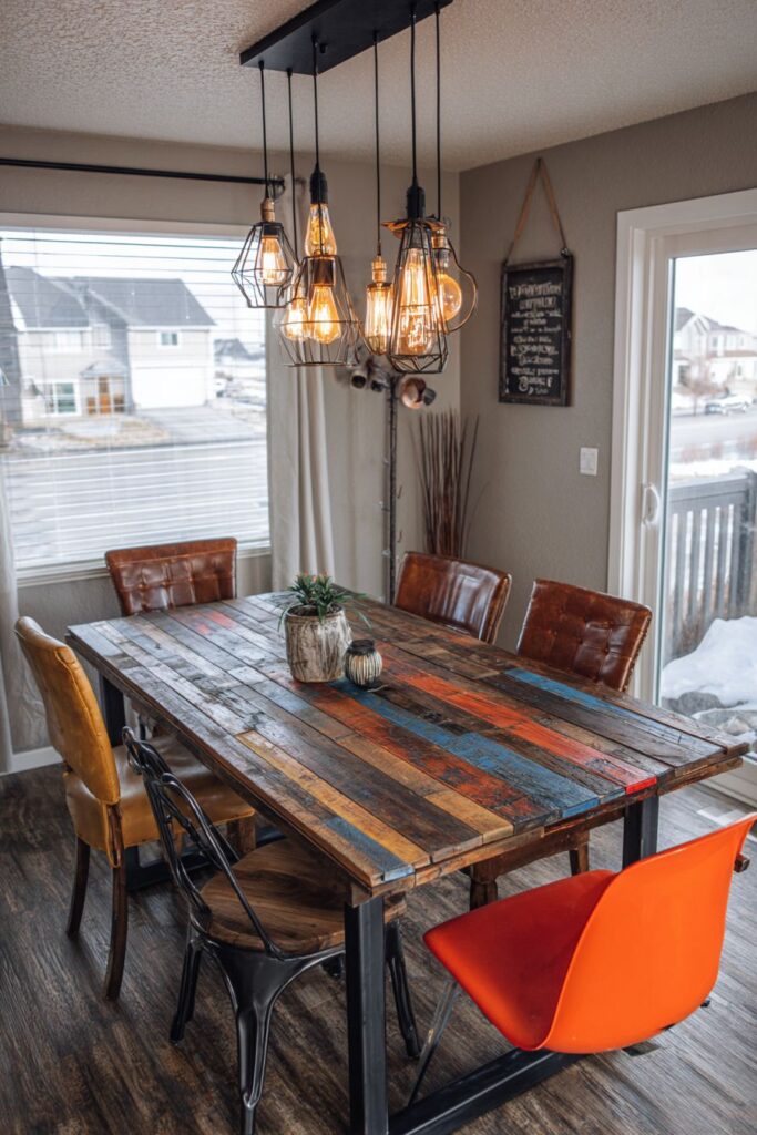Mixed Material Dinner Table Eclectic Style