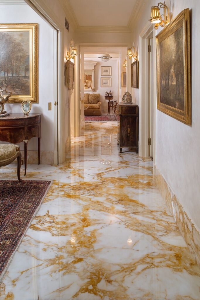 Subtle Gold Marble Flooring Elegance