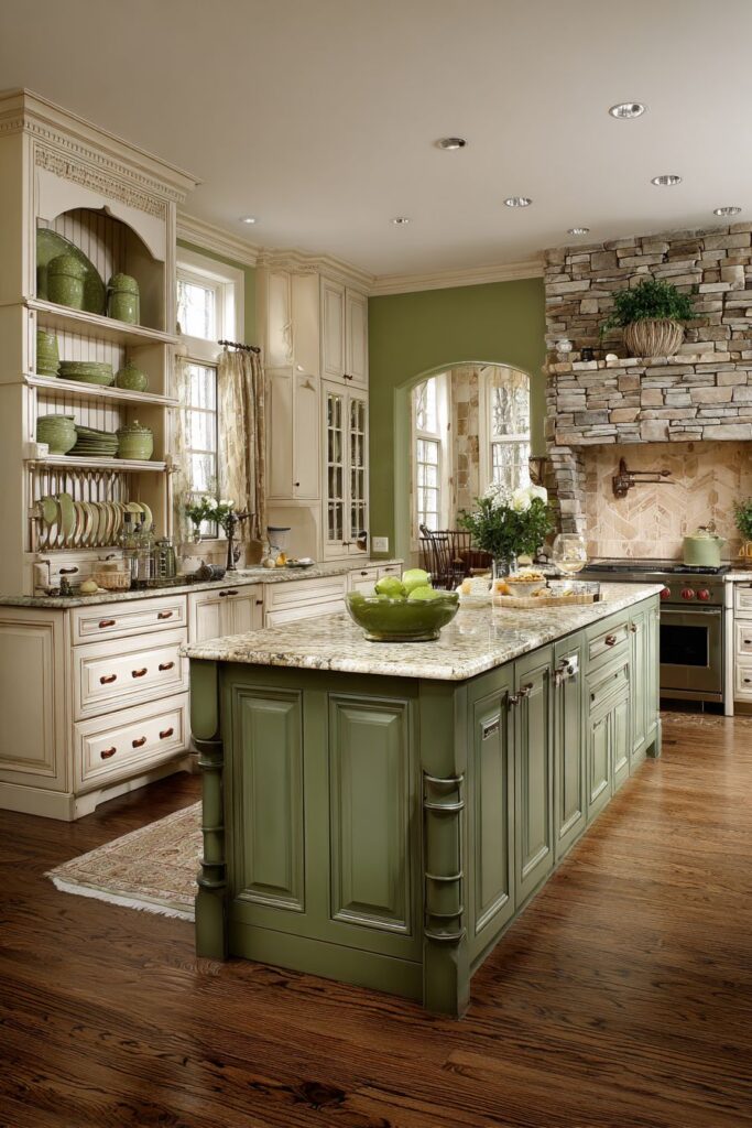 Olive Island Statement with Natural Stone Drama