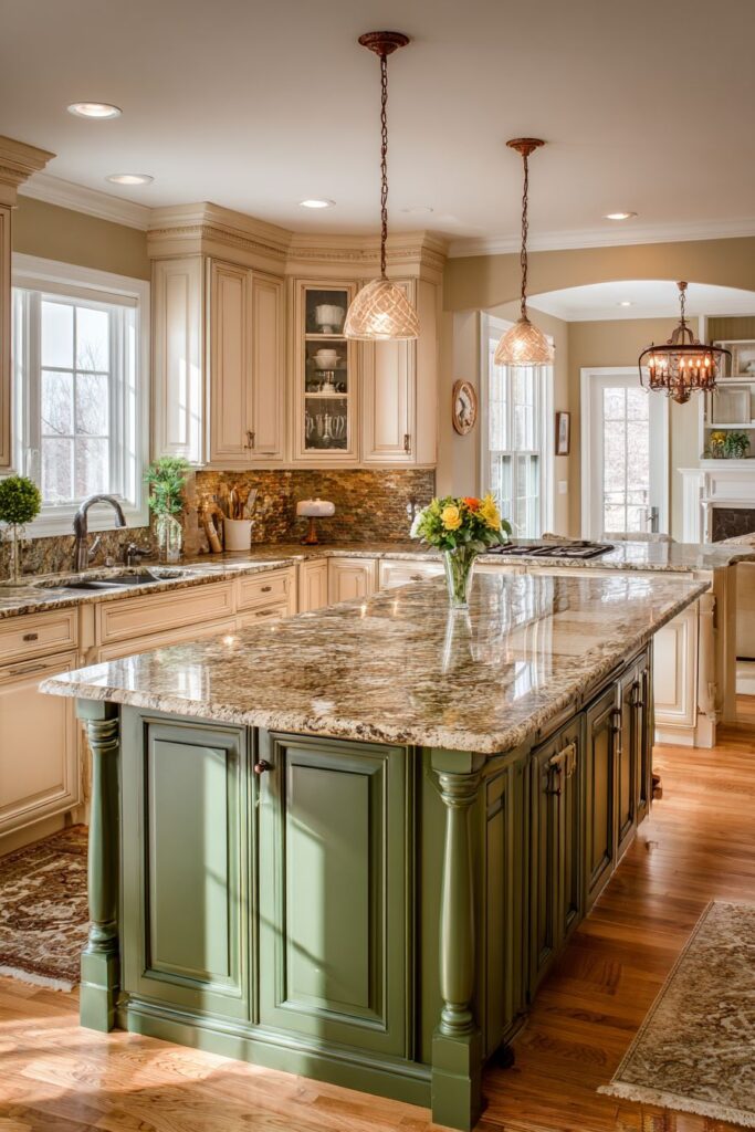 Olive Island Statement with Natural Stone Drama