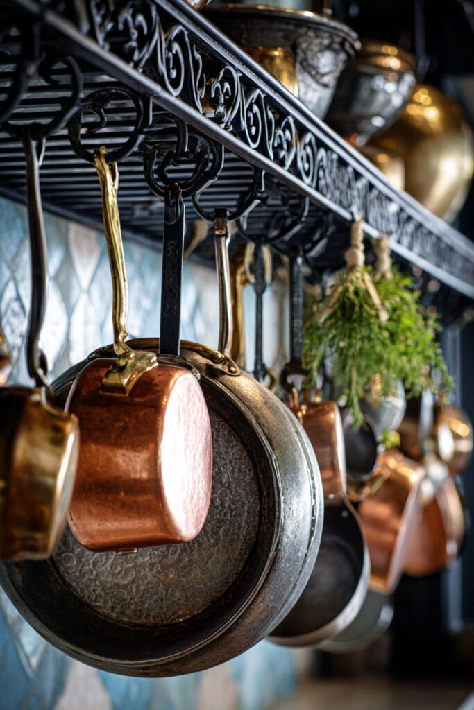 Traditional Wrought Iron Pot Rack System