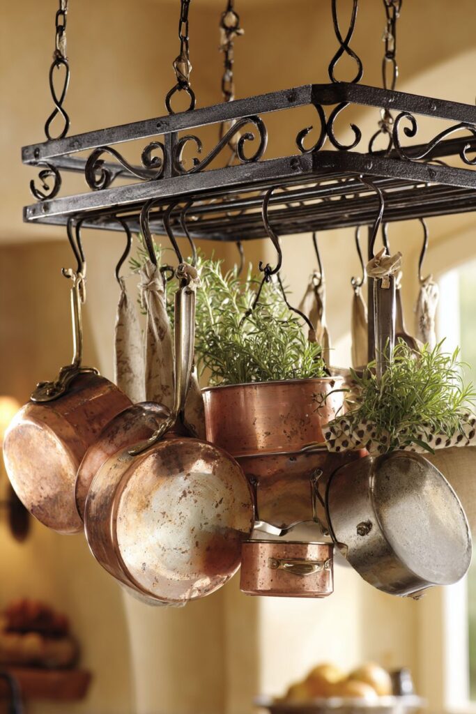 Traditional Wrought Iron Pot Rack System