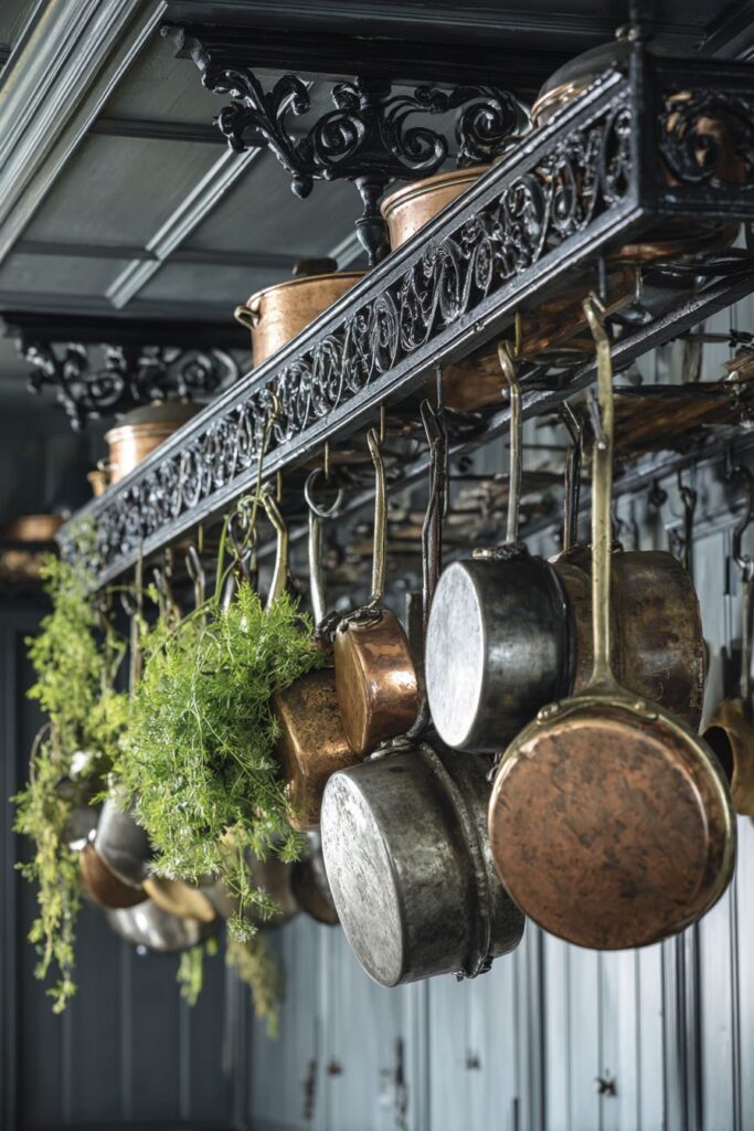 Traditional Wrought Iron Pot Rack System