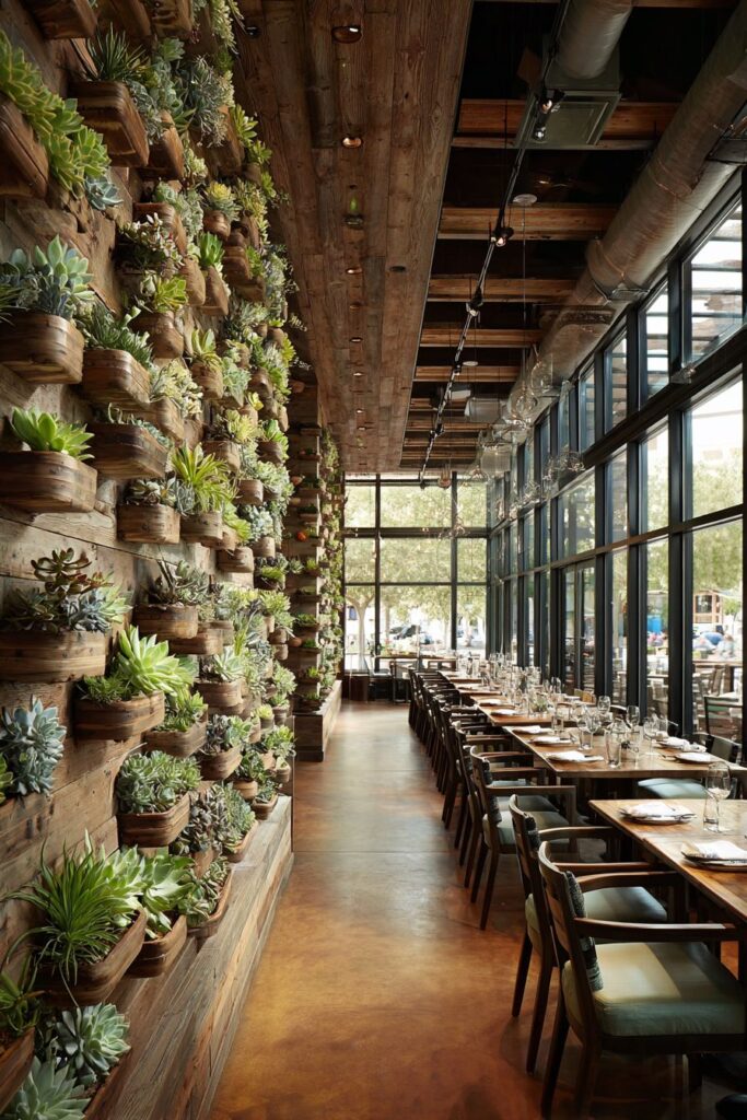 Sustainable Bamboo Dining Set with Living Air Plant Wall