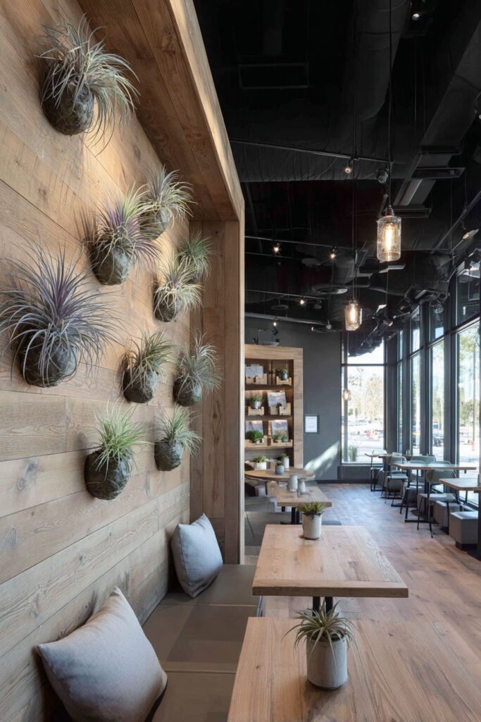 Sustainable Bamboo Dining Set with Living Air Plant Wall