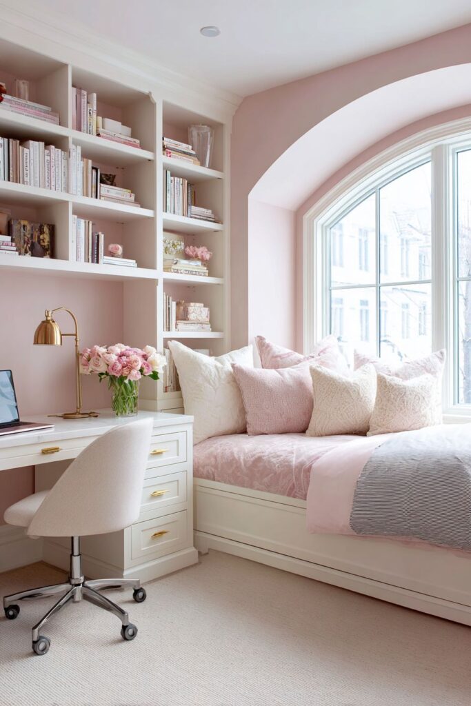 Pink Bedroom Office Combination