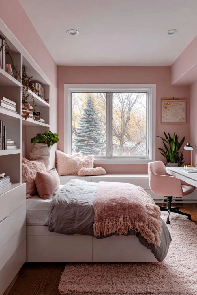 Pink Bedroom Office Combination
