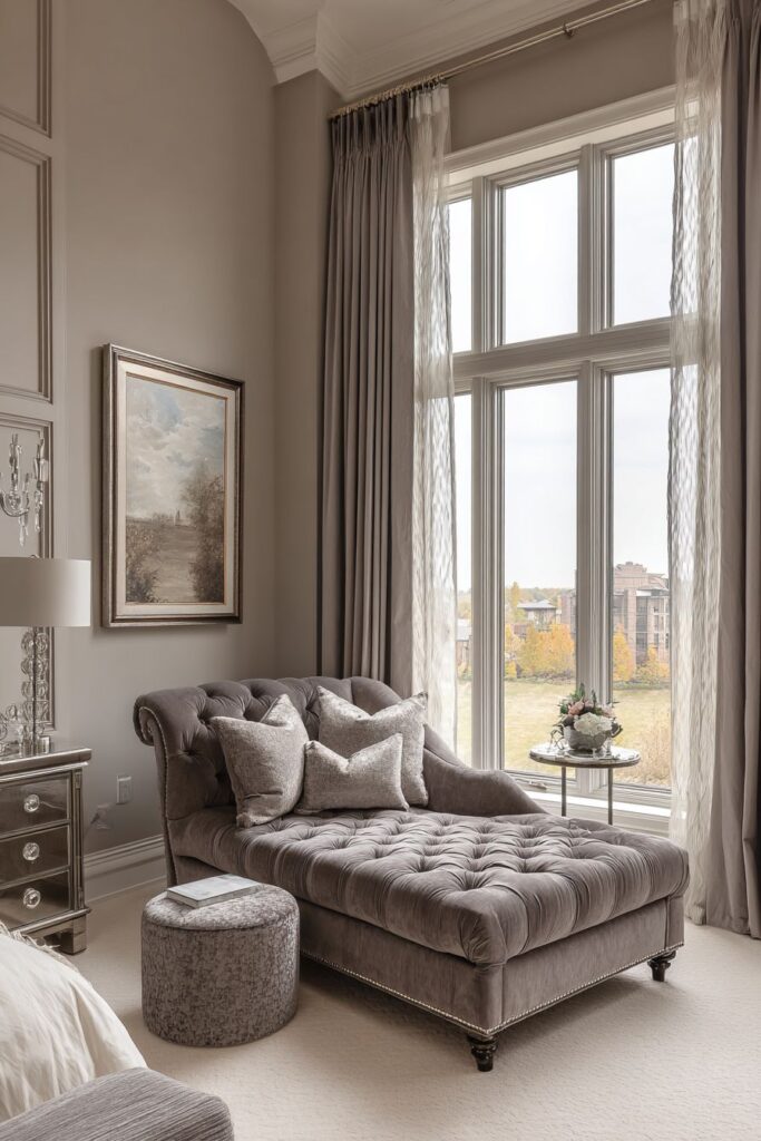 Elegant Sitting Area with Taupe Chaise