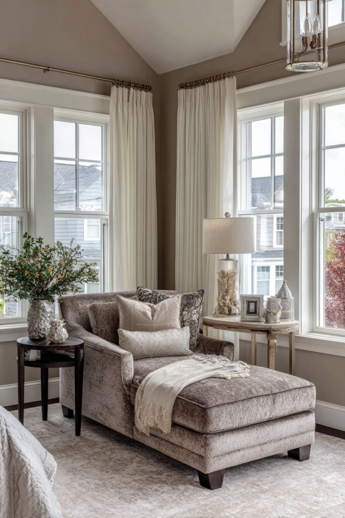 Elegant Sitting Area with Taupe Chaise