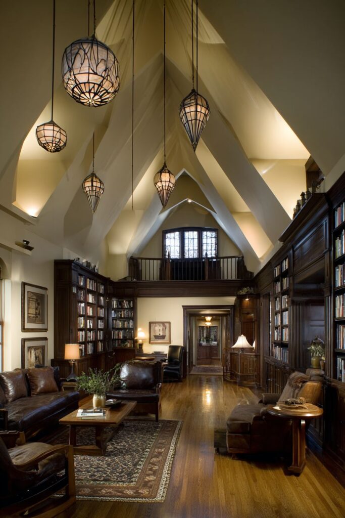 Craftsman Style with Built-In Bookcases and Mission Furniture