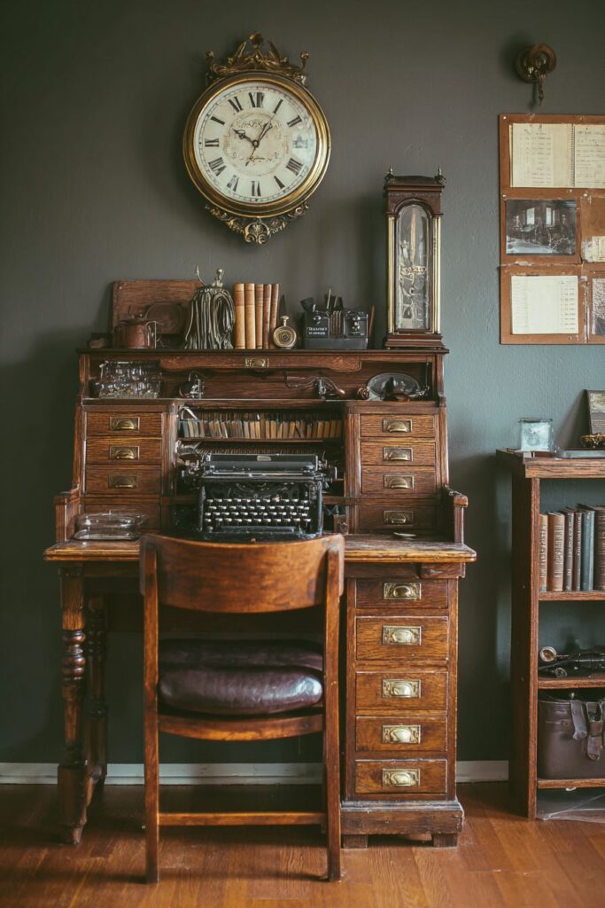 Antique Roll-Top Desk Office