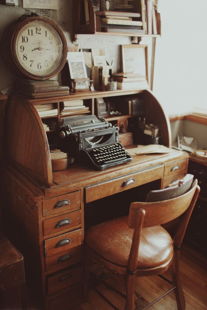 Antique Roll-Top Desk Office