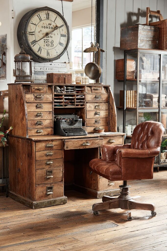 Antique Roll-Top Desk Office
