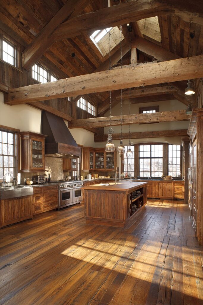 Reclaimed Chestnut Beam Ceiling Drama