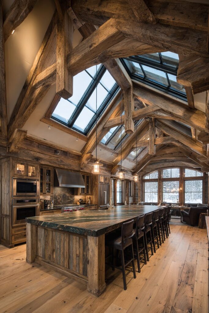 Reclaimed Chestnut Beam Ceiling Drama