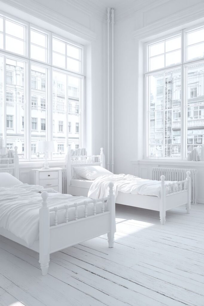 BRIGHT WHITE ALL-WHITE TWIN BEDROOM