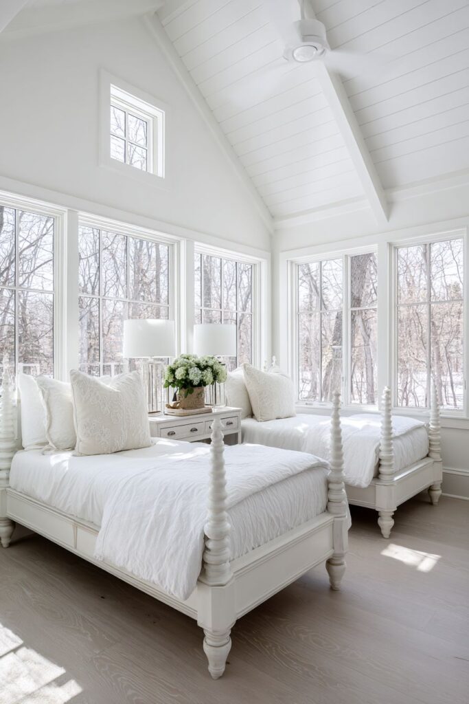 BRIGHT WHITE ALL-WHITE TWIN BEDROOM