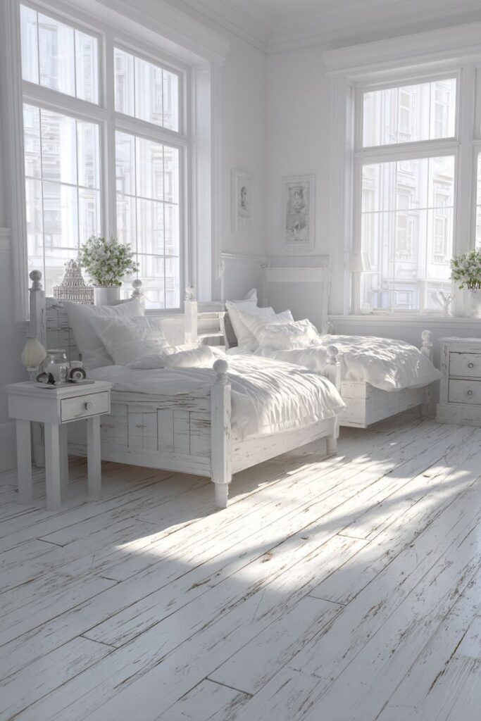 BRIGHT WHITE ALL-WHITE TWIN BEDROOM