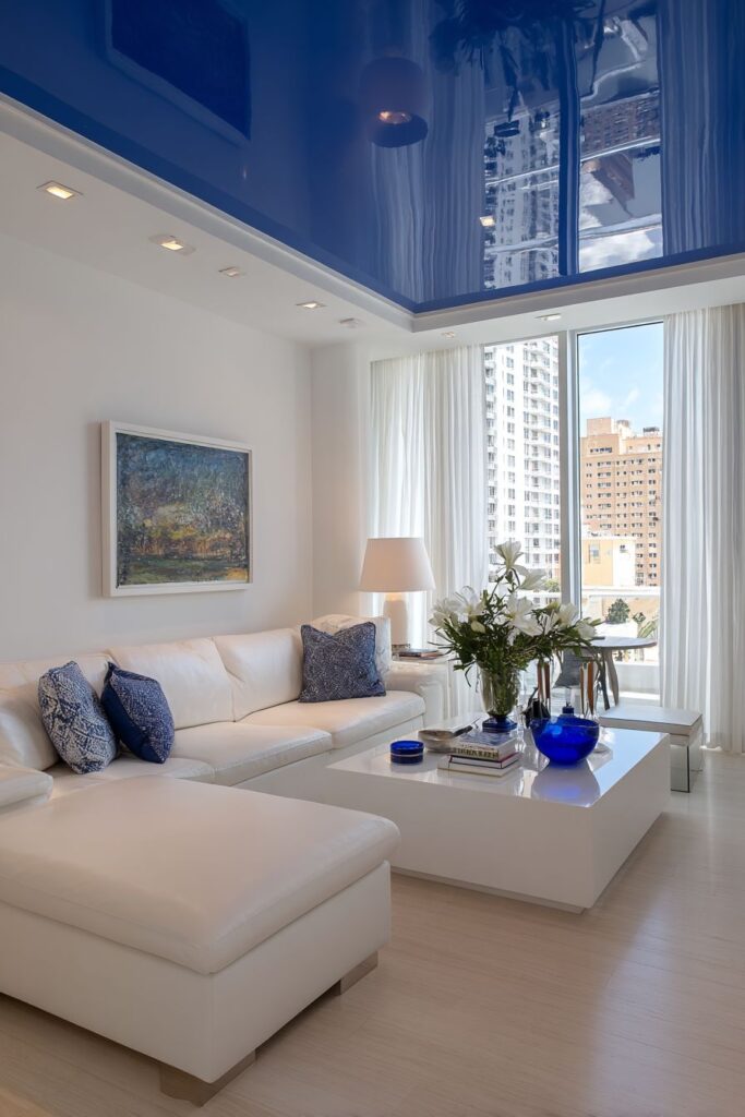 Dramatic Blue Ceiling Statement Design