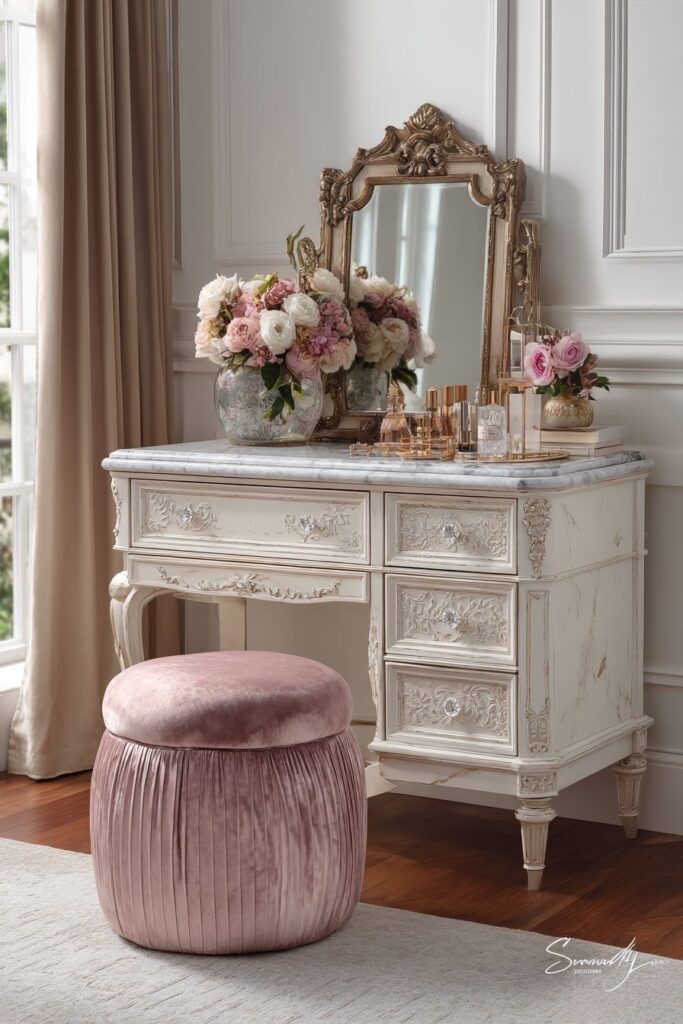 Dresser Styling with Porcelain and Velvet Accents