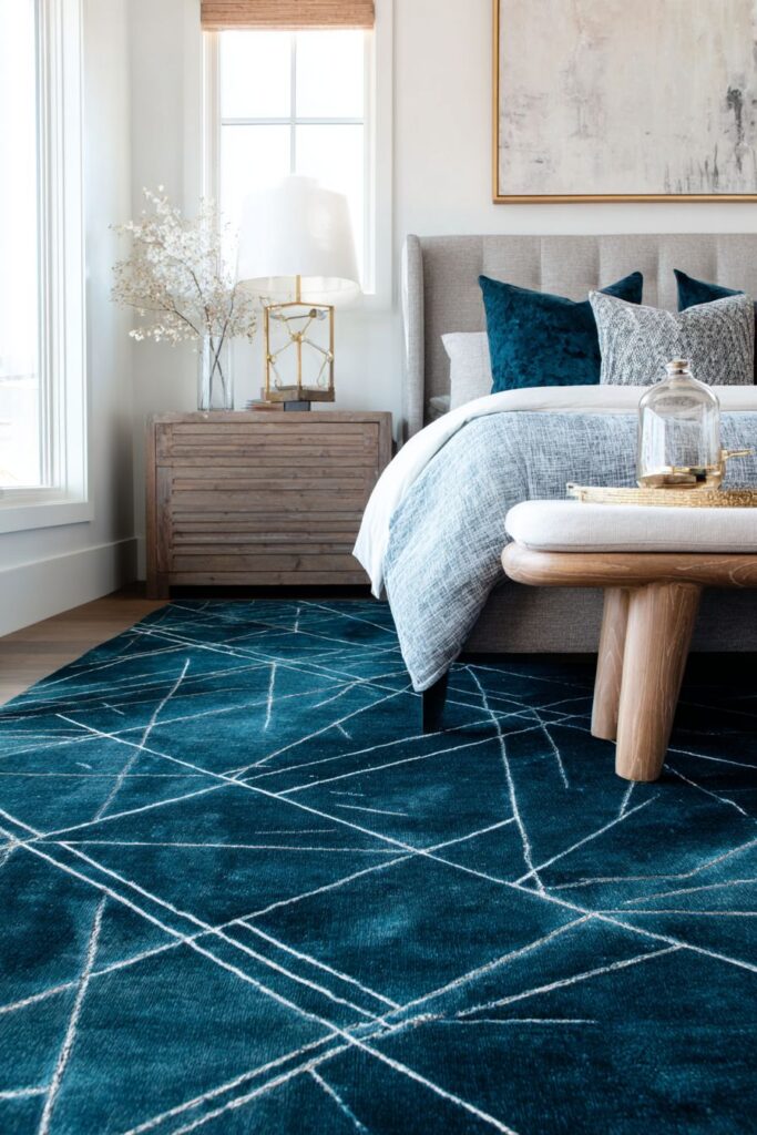 Geometric Teal Rug Foundation