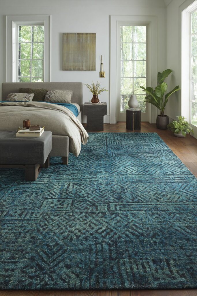Geometric Teal Rug Foundation