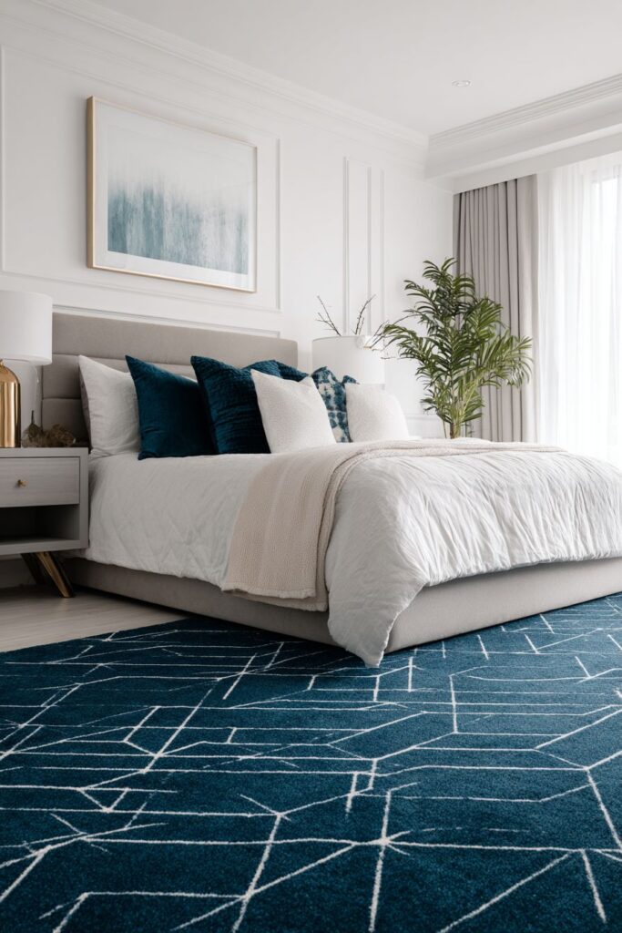 Geometric Teal Rug Foundation