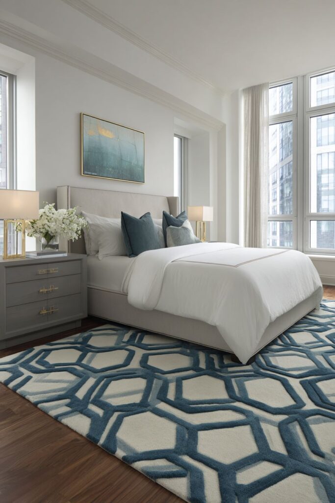 Geometric Teal Rug Foundation