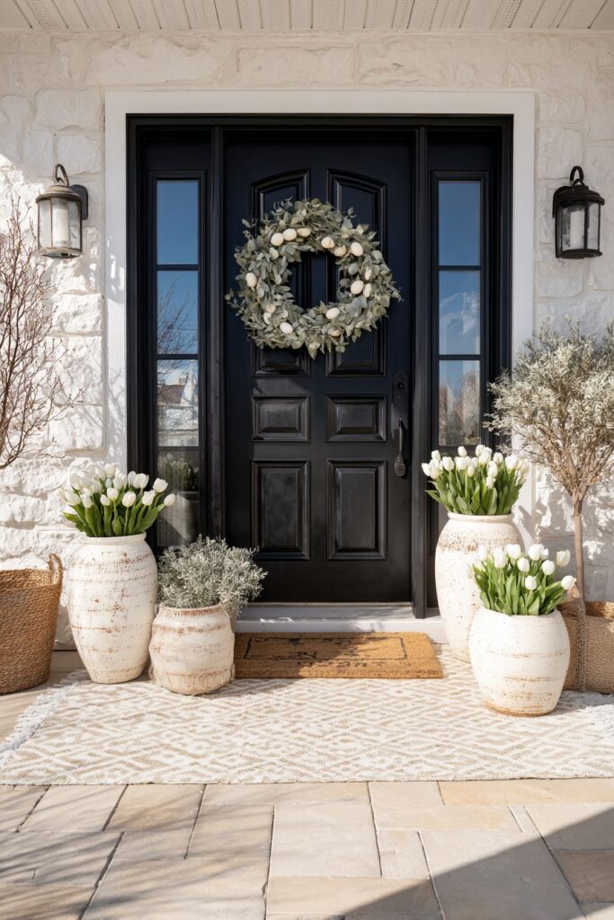 Modern Farmhouse with Bold Black Door
