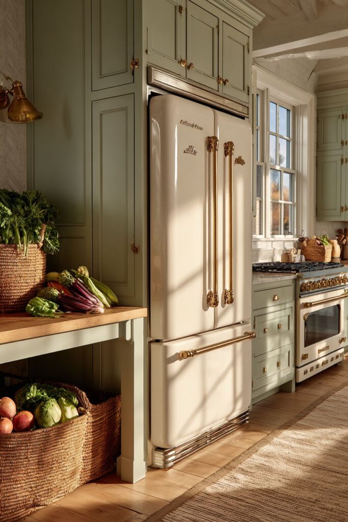 Vintage-Inspired Appliances with Mint Green Cabinetry