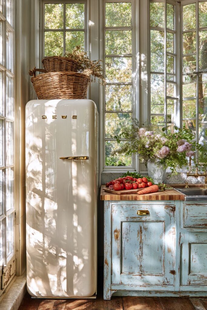 Vintage-Inspired Appliances with Mint Green Cabinetry