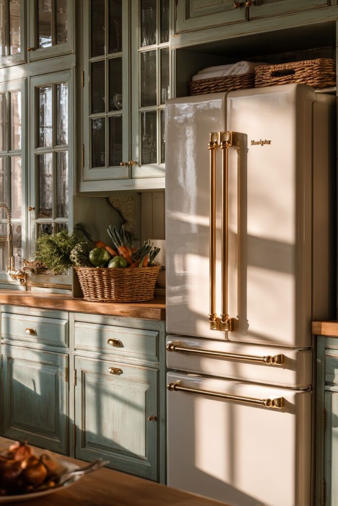 Vintage-Inspired Appliances with Mint Green Cabinetry