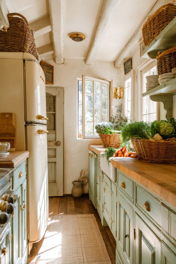 Vintage-Inspired Appliances with Mint Green Cabinetry