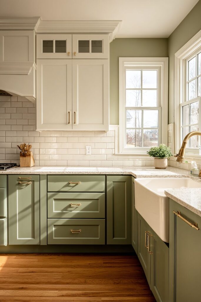 Monochromatic Sage Sophistication with Grout Line Details