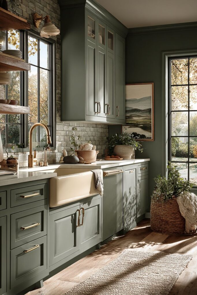 Monochromatic Sage Sophistication with Grout Line Details