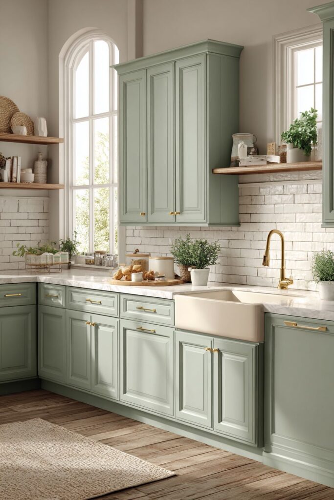 Monochromatic Sage Sophistication with Grout Line Details