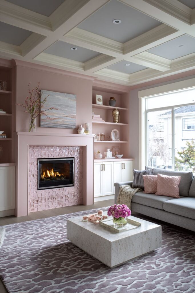 Pink Fireplace as Architectural Feature