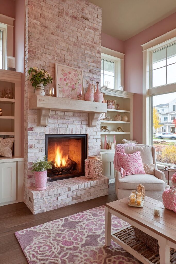 Pink Fireplace as Architectural Feature