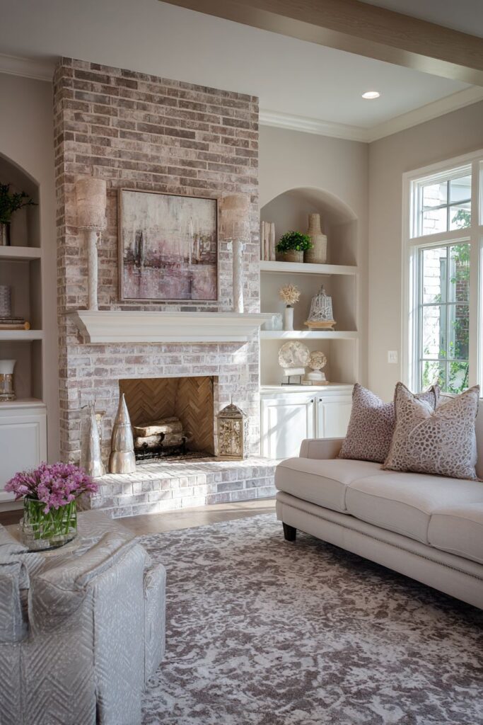 Pink Fireplace as Architectural Feature