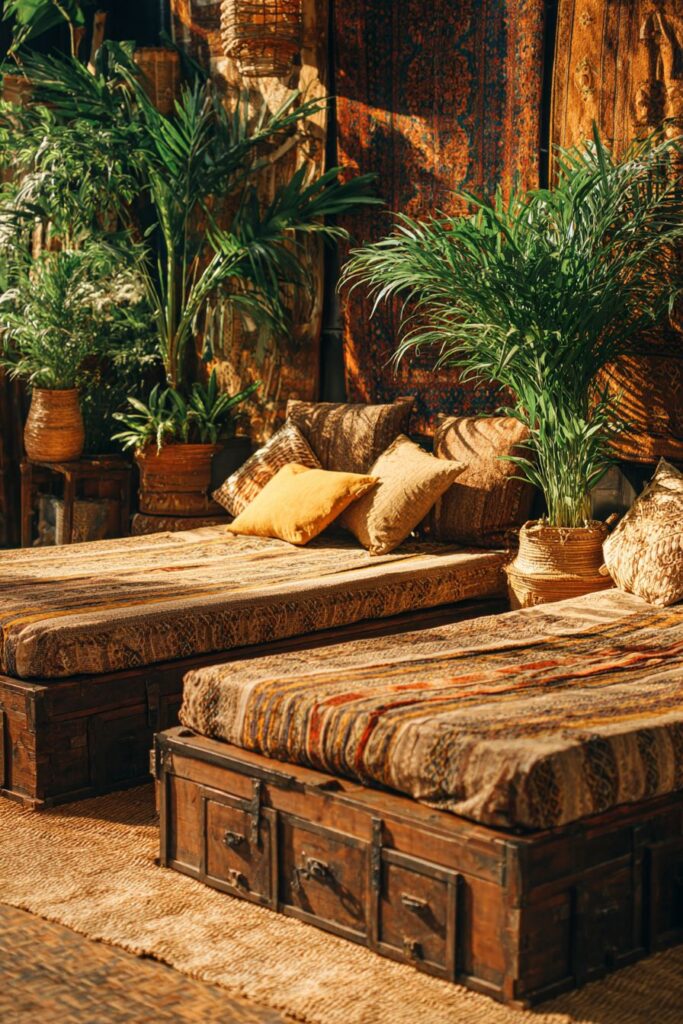 Bohemian Floor Mattresses with Layered Textiles