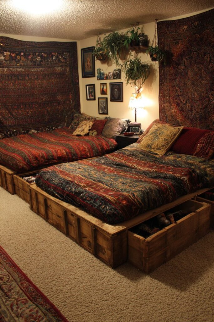 Bohemian Floor Mattresses with Layered Textiles