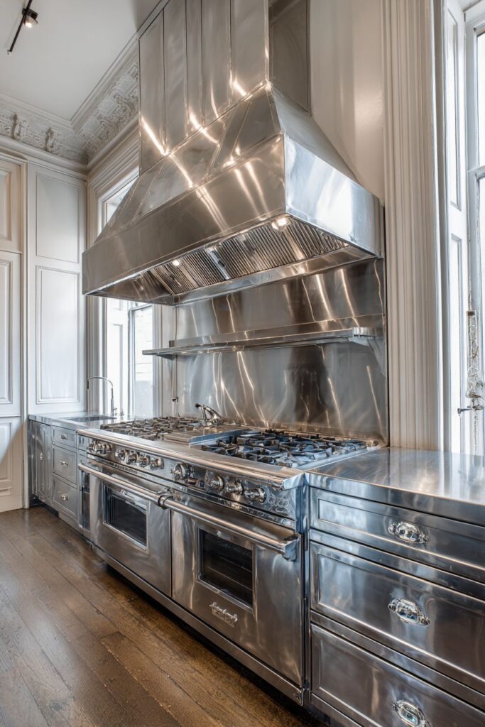 Transitional Stainless Steel Kitchen Integration
