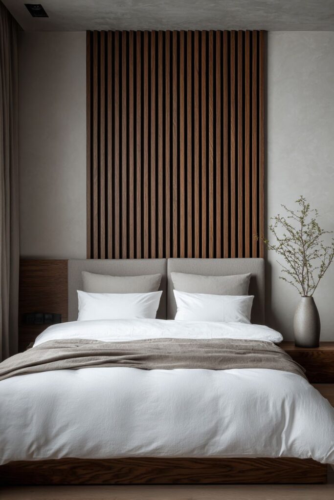Modern Accent Wall with Vertical Wood Slat Paneling