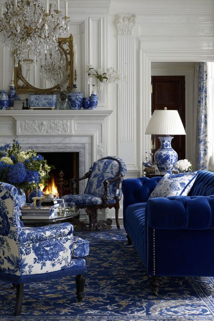 Traditional Royal Blue Chesterfield Elegance