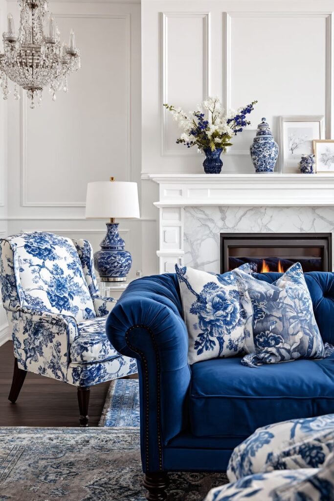 Traditional Royal Blue Chesterfield Elegance